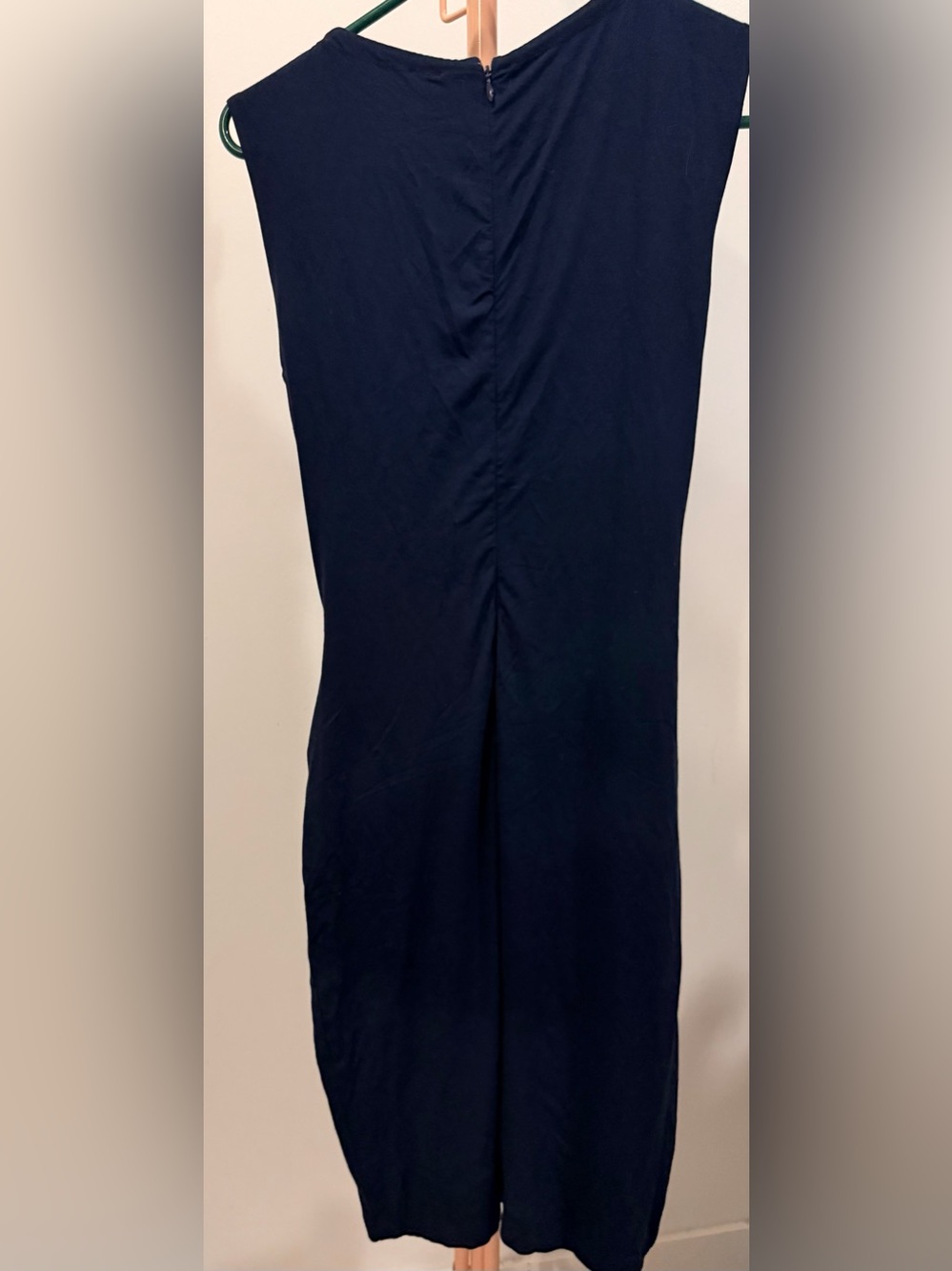 Navy Draped Women’s Skirt with Gold Accent - Picture 2 of 3